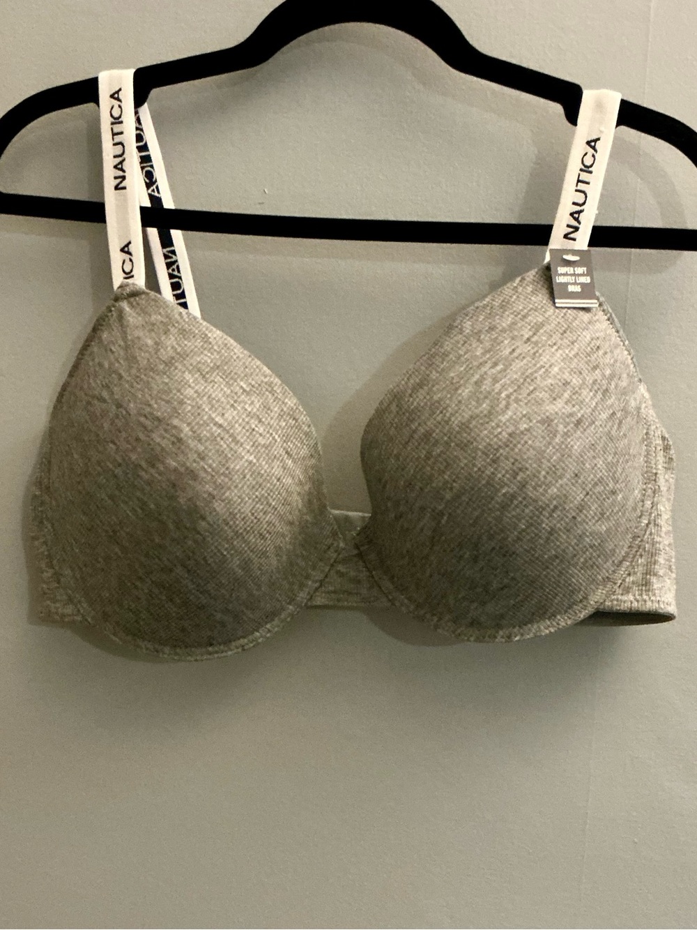 NWT Nautica 42D Gray Lightly Lined Underwire Everyday Bra Logo Straps